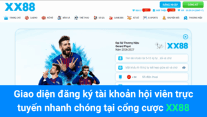 Giao diện đăng ký tài khoản hội viên trực tuyến nhanh chóng tại cổng cược XX88