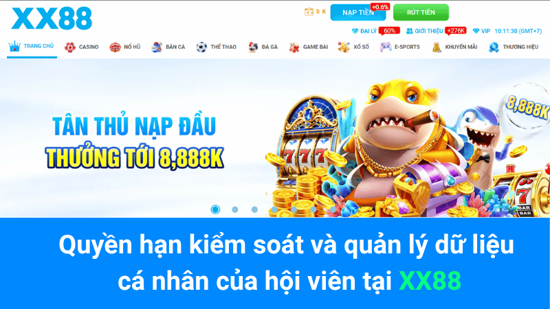 Quyền hạn kiểm soát và quản lý dữ liệu cá nhân của hội viên tại XX88
